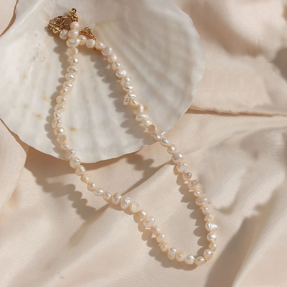 Secret & You Collana Perle D'Acqua Dolce Coltivate Keshi 43 Cm - Barocche 9-10 Mm, Con Nodo, Argento E Acciaio - 3