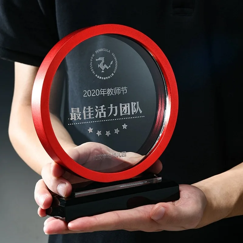 Blank round shaped glass trophy awards crystal plaque crystal trophy award