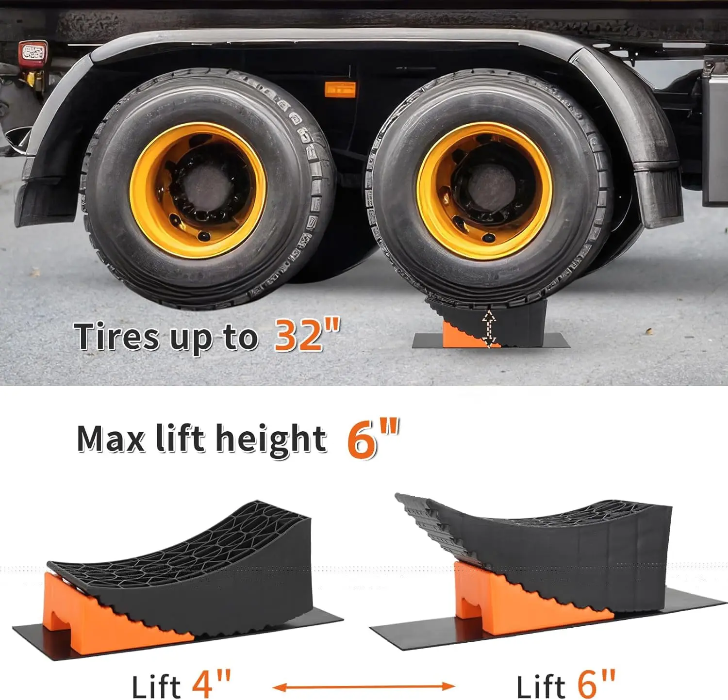 Heavy Duty Leveling Blocks Tandem Tire Changing Ramp For Rv Trailer