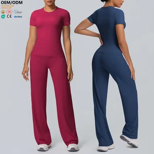 XW-7104+7126 Activewear Leggings Female 2 Piece Outfits Gym Clothes Tops Quick Dry Tracksuit Women's Sportswear for the Gym