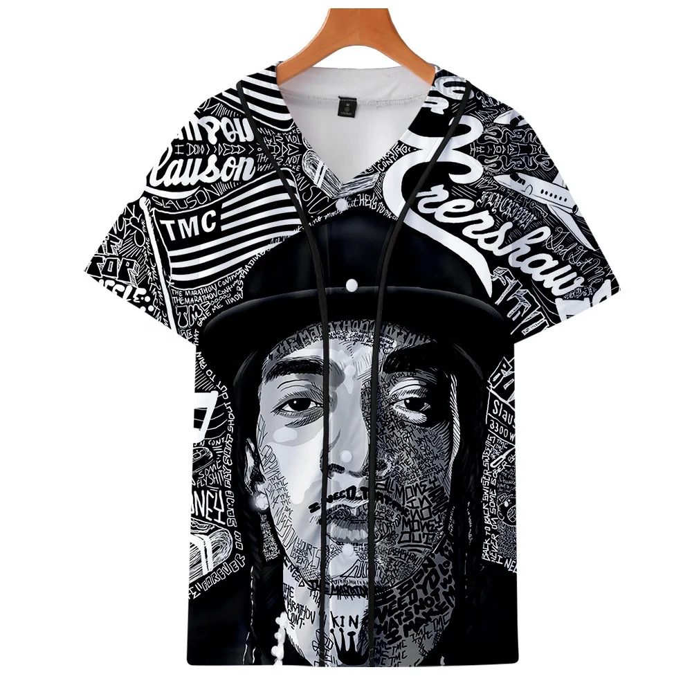 Wholesale European and American rapper nipsey hussle fashion souvenir shirt  men's and women's 3-D printed thin baseball clothes From m.