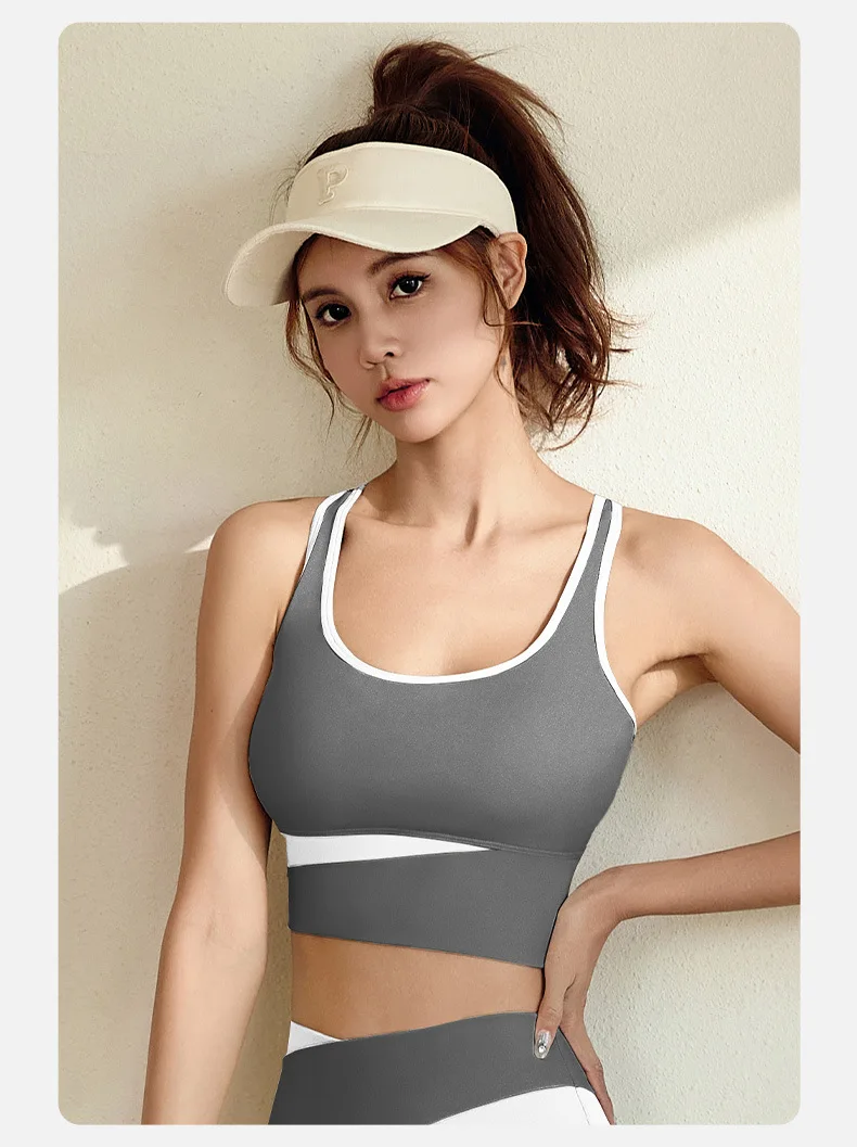 product manufactory wholesale vest run women strapless top sportswear breast pad linear shockproof high elastic fitness yoga sport bra-62