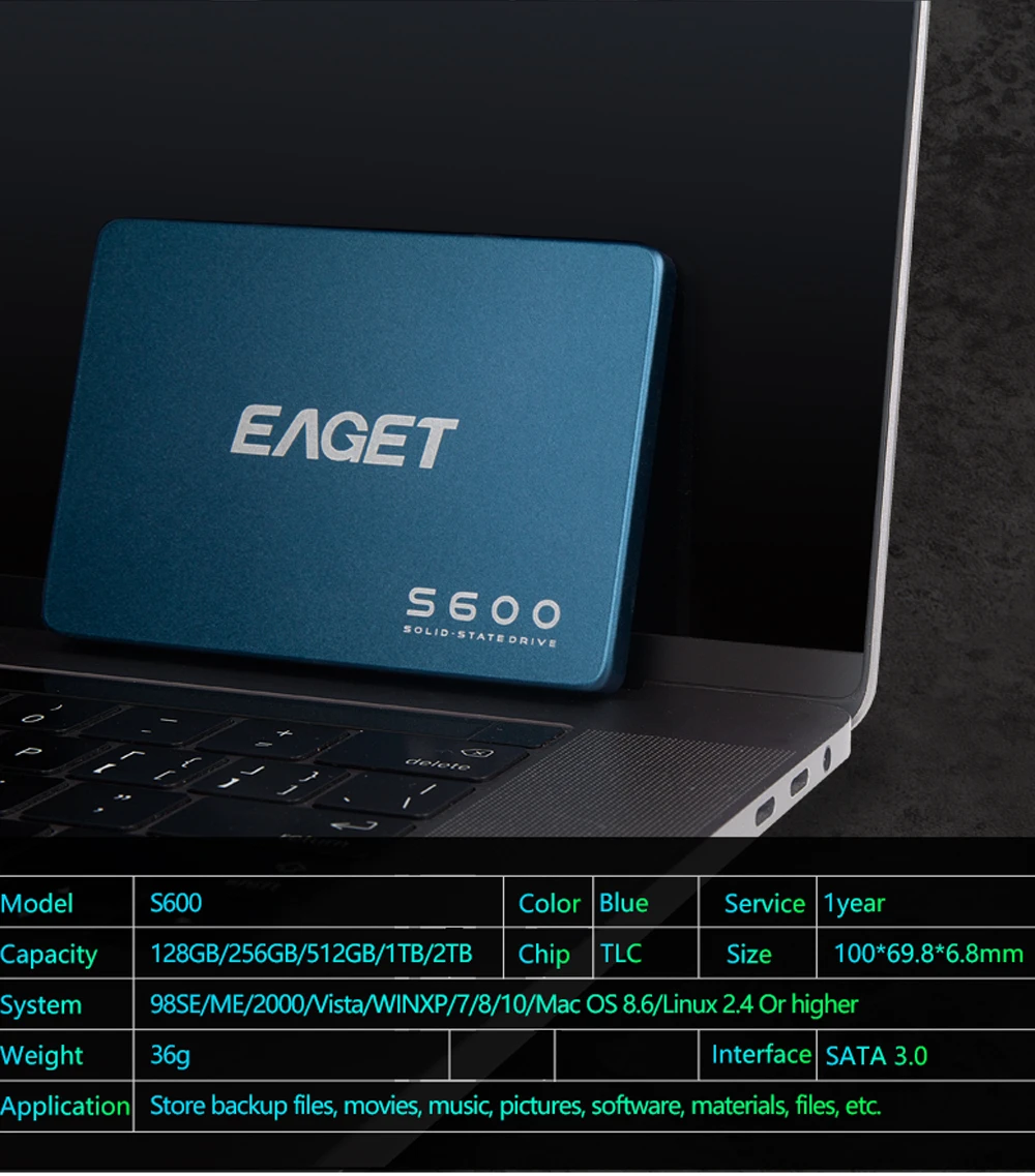 EAGET 256GB SATA3 SSD - Fast Speed for Notebooks & Desktops