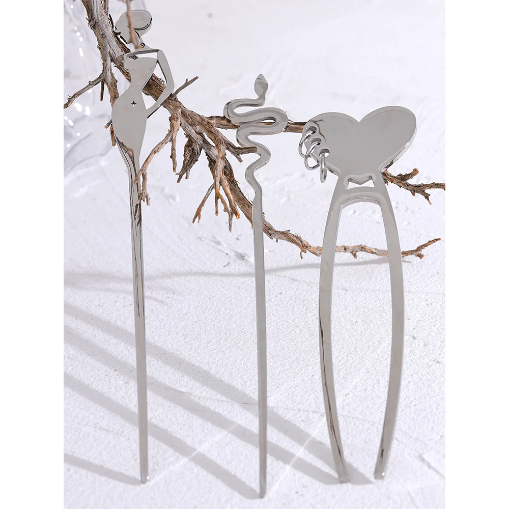 JINYOU 927 из нержавеющей стали 1 шт. змеиное сердце женские модные шпильки темпераментные индивидуальные головные уборы аксессуары ювелирные изделия для женщин