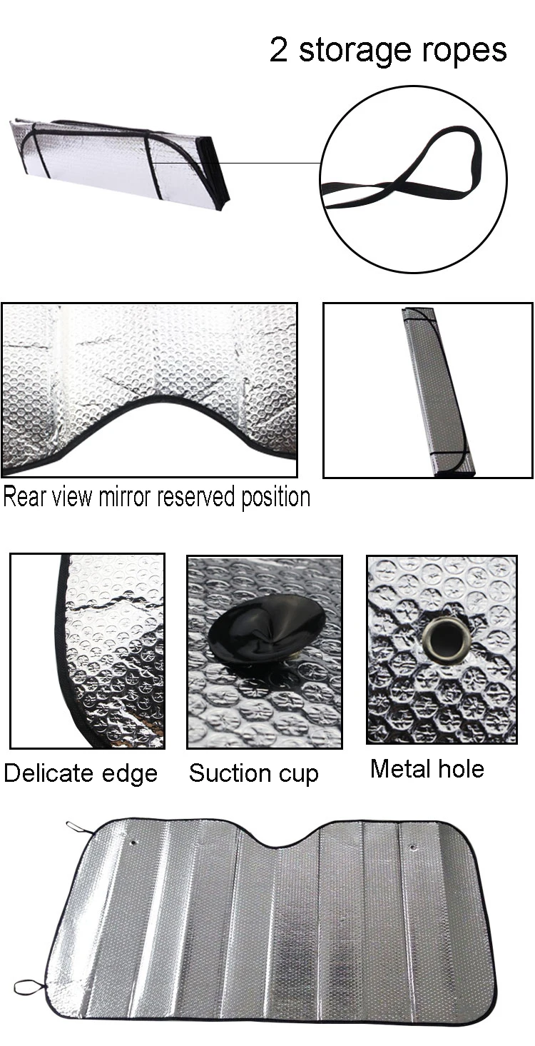 Car Front Sunshade Customized Logo Accept Aluminum Film Air Bubble Film