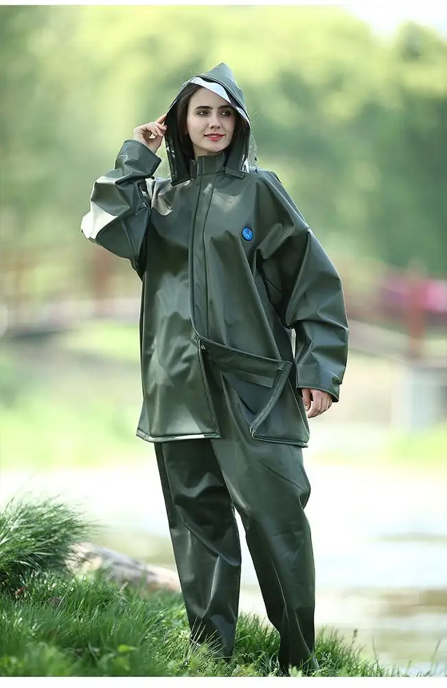 Hot Pvc Customized Knitted Cloth Plastic Womens Adults Raincoat for Men  Rain Suit
