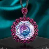 Black golden pink blue diamond pendant with Chopin chain