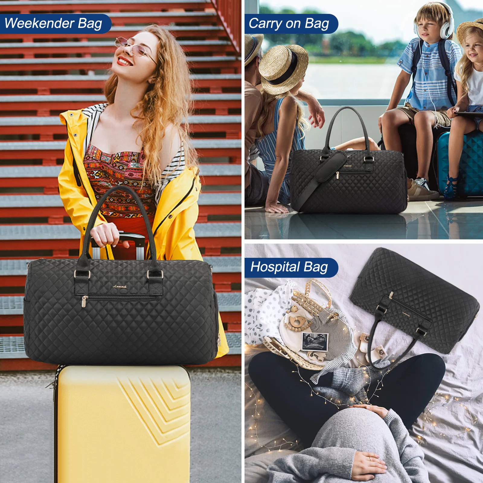 LOVEVOOK 2022 Luxury Designer Quilted Weekender Duffel Bags Waterproof Custom Duffle Bag Canvas Luggage Travel Bag for Women