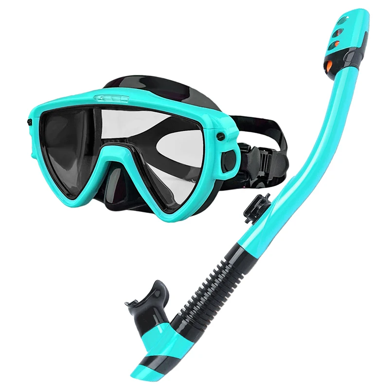 aloma 2024 equipamento de mergulho novo vidro temperado único silicone seca máscara de snorkel e snorkel conjunto para adultos