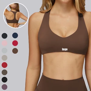 2026 Racerback Hollow Out Fitness Bra Padded Nude Feel Athletic Supportive Sports Bra Yoga Bra