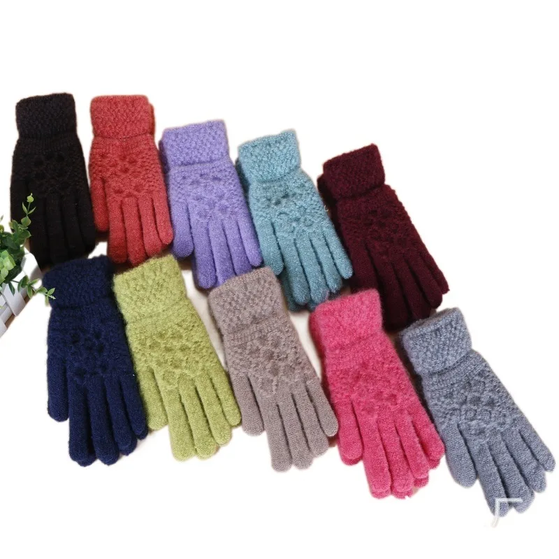 Перчатки для сенсорных экранов для мужчин и женщин, зимние теплые плотные жаккардовые вязаные перчатки