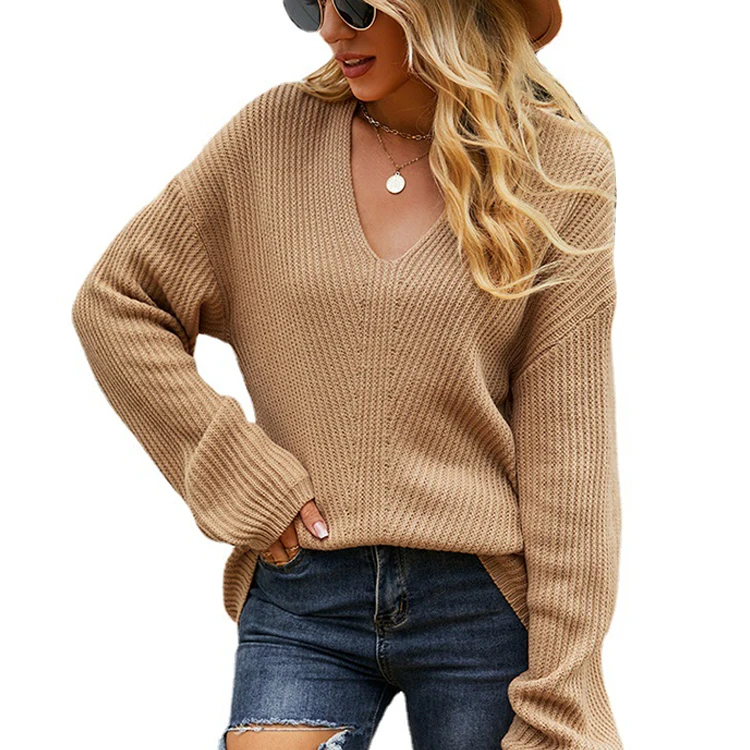 Autumn Winter New Women's Solid Color Knit Sweater Europe America ...