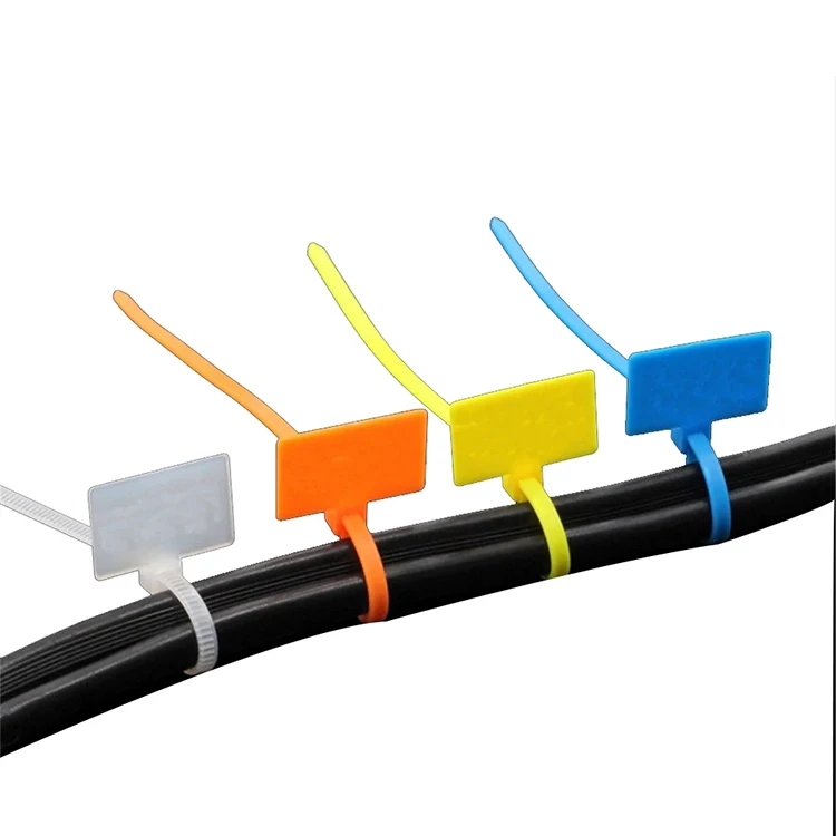 High Quality Self-Locking Nylon PA66 Tie Labels Heat Resistant Plastic Zip Tie Cable Labels Industrial Use -40 85 8kg Tensile
