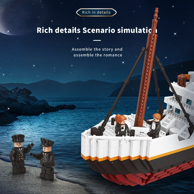 CAYI Micro Titanic Luxury Cruise Classic Ship Boat Assemble Building Blocks Set Small Particles Brick Block Moc Educational Toy