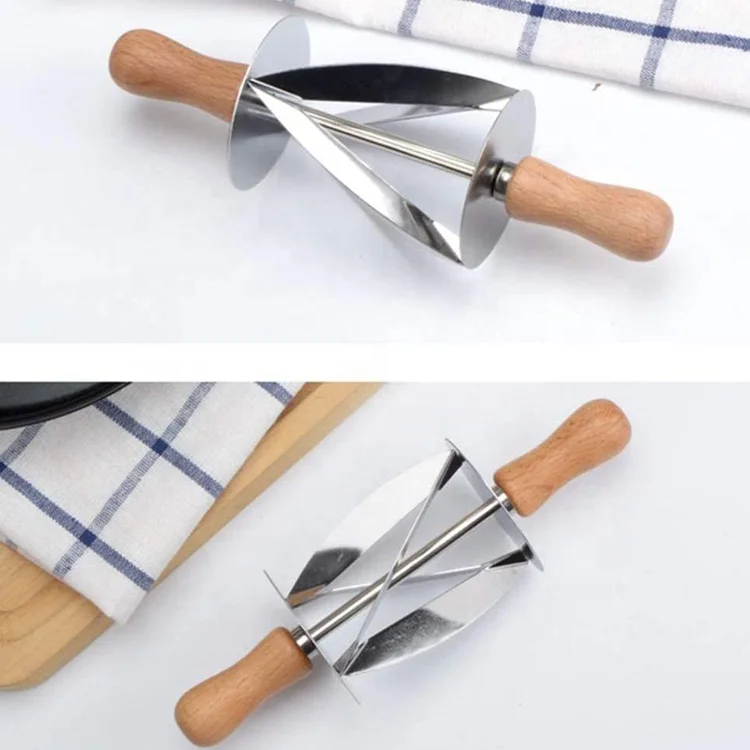 Pastry & Croissant Cutter, Stainless Steel w/ Wood Handles