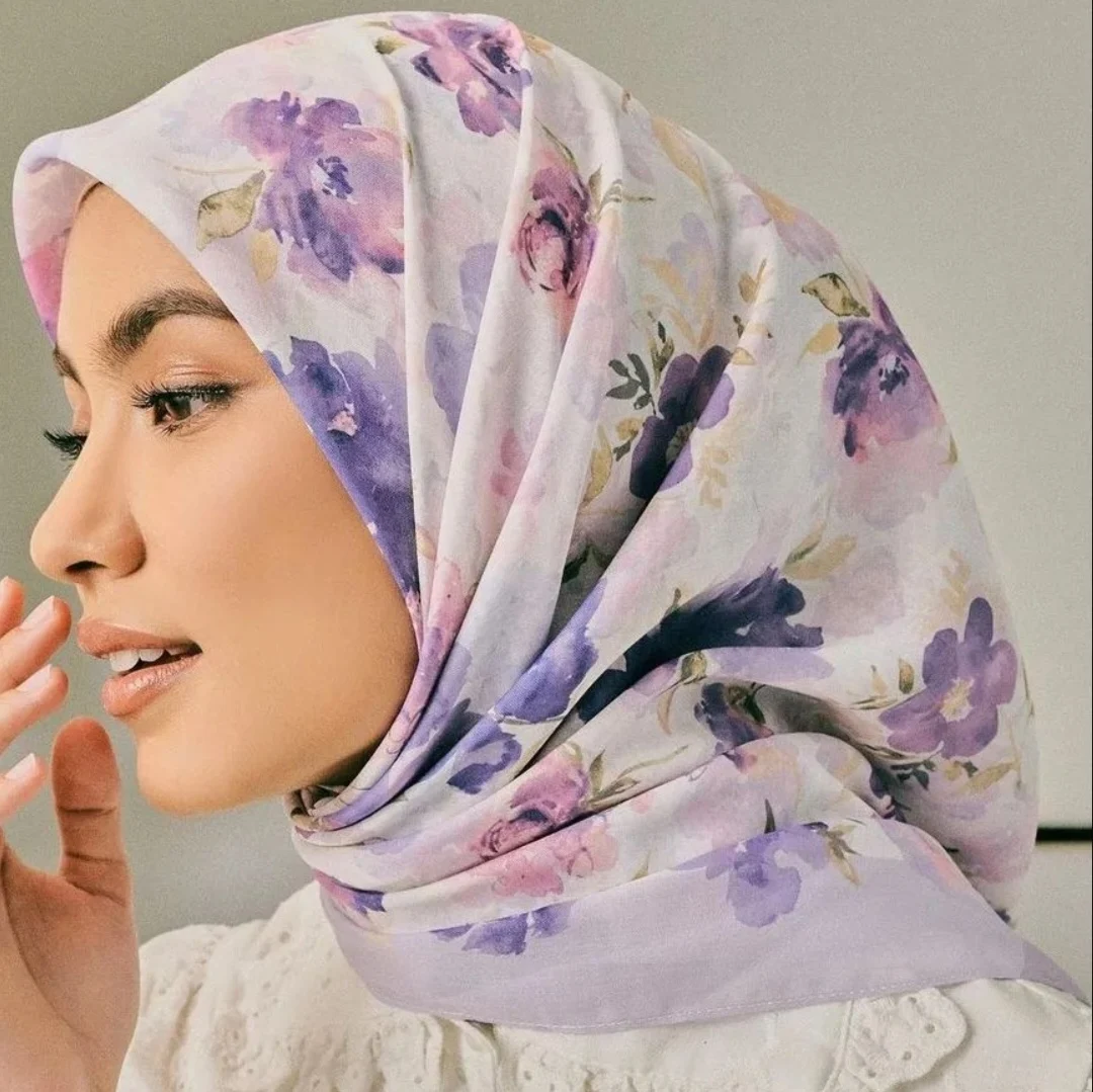 Malaysia Custom Printed Voile Square Scarf Hijab Instant Wholesale Cotton Hijab Supplier Tudung 4729