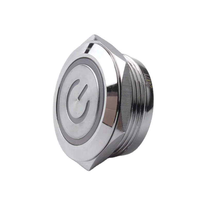 Промышленный 22 мм кнопочный 1NO кольцо 12 вольт Мгновенный 4 Терминал подсветкой металлический выключатель питания