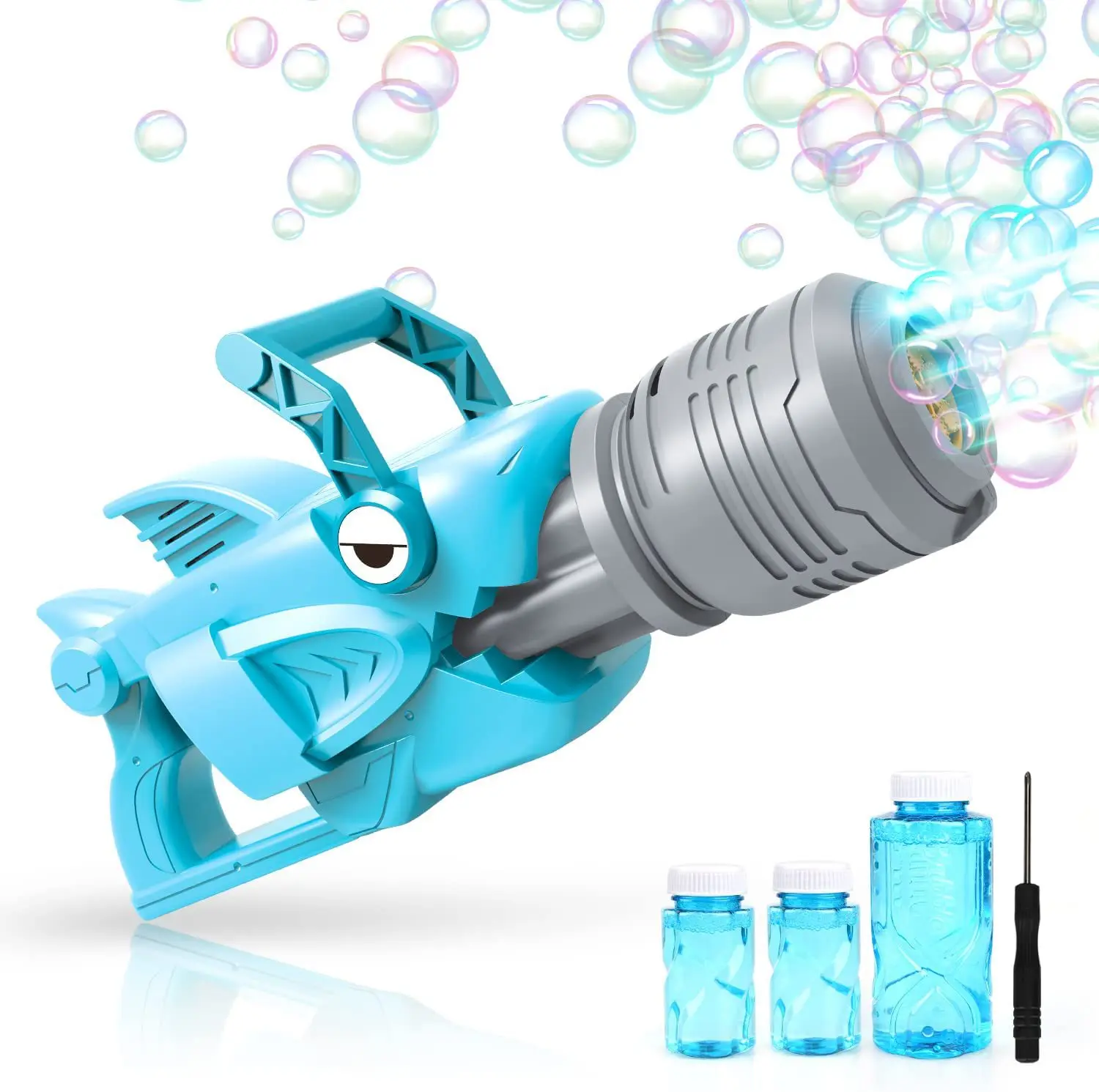 Summer Outdoor Bazooka Bubble Gun Toy Electric Shark Automatically Blow 