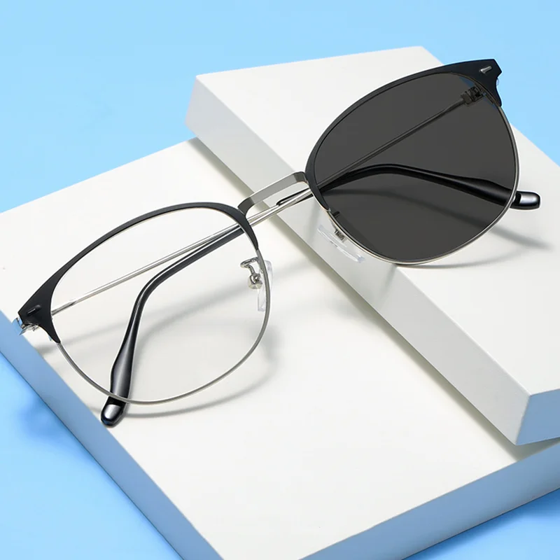 Retro Square Men Eyeglasses Frames Anti Blue Light Photochromic Optical ...