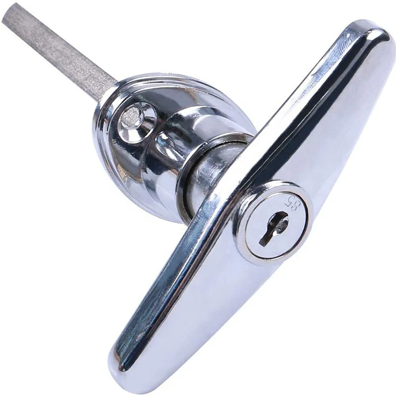 T-Griff Verriegelungsset Für Schuppentore - Garagentorschloss Mit Schlüsseln Chrom