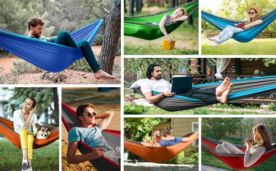 Nylon Portable Camping Hammock With Tree Straps Outdoor Portable