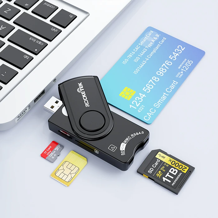 RocketekポータブルカードチップリーダーUSBクレジットSIMカード