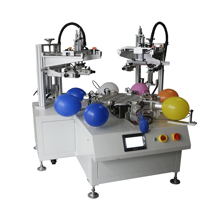 High-Accurate Automatic Two-Color Balloon Screen Printing Machine Balloons with Rotary Working Table