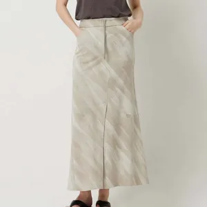 Hot & Stylish Clothing Minimalist Cutting Irregular Custom Graphic Pigment Long Maxi Skirt
