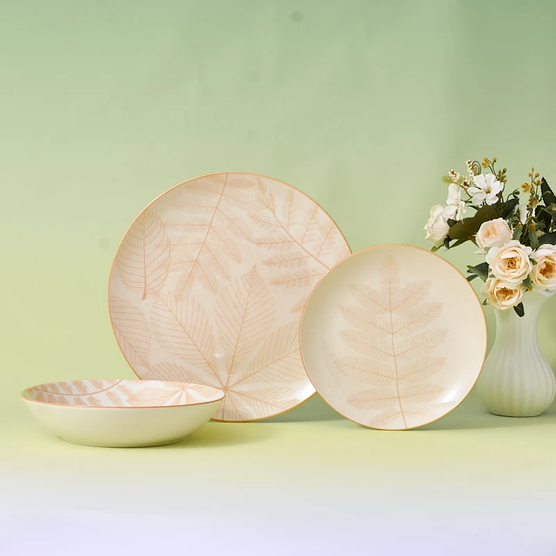 Customizable Printed Eco-Friendly Ceramic Tableware Set Includes Dinner Plate and Dining Food Storage Container