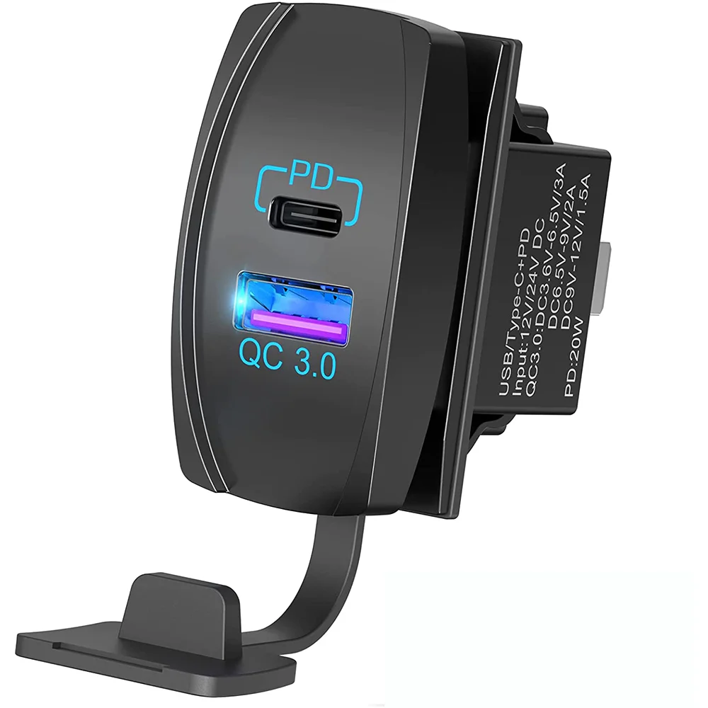 Set Da 2 Caricabatterie Auto USB 4 Porte 66W - Doppia PD 30W E QC3.0, Display Tensione LED, Adattatore Compatibile IOS/Android/Tablet