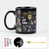 Jay Chou's color-changing mug with signature engraved lid and spoon