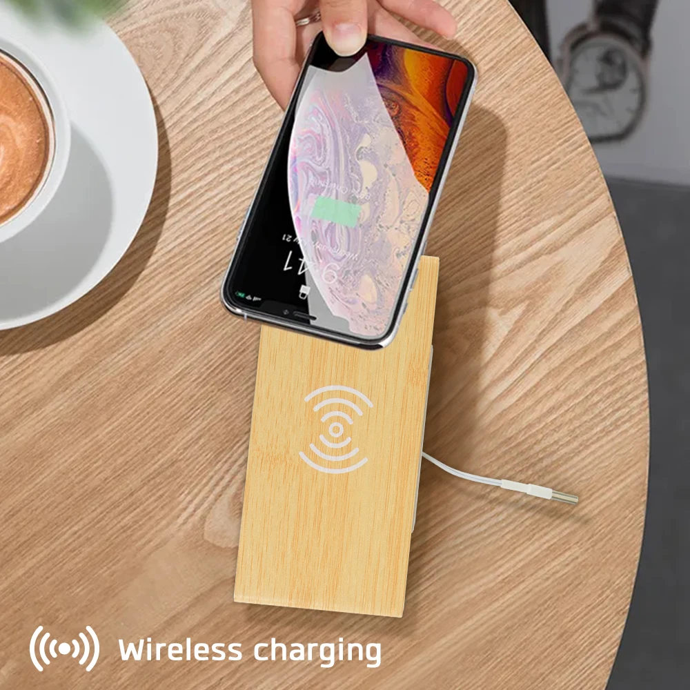 Деревянная Беспроводная деревянная зарядка будильника Led Qi Быстрая зарядка для телефона часы