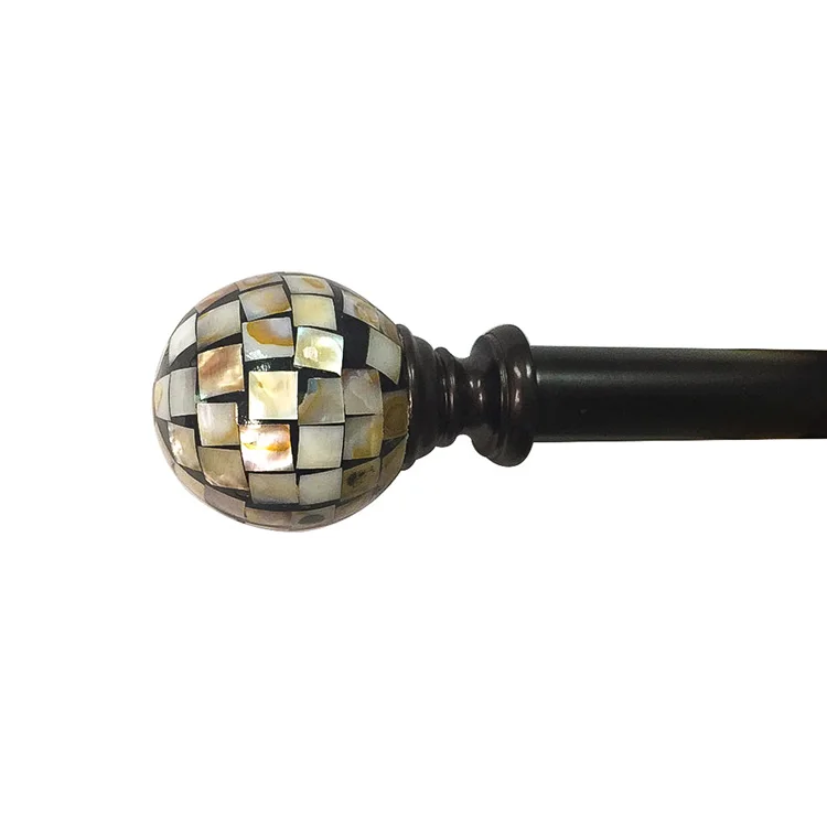 Handmade Capiz Shell Surface Mosaic Resin Curtain Drapery Rod Finials