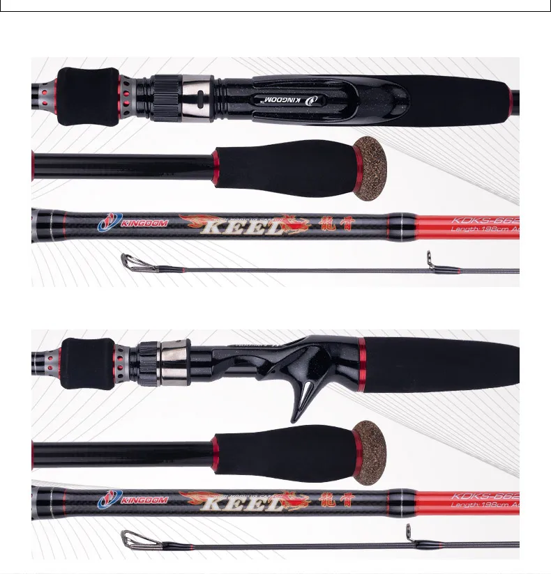 Keel Carbon Spinning Fishing Rods 2 Or 3 Sections 198m Multi Section