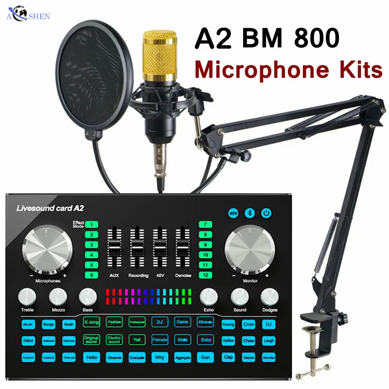 DAYMIC  Studio Sound Card Support 48V Mic Sound Mixer Audio Interface for Live Broadcast Equipment Singing