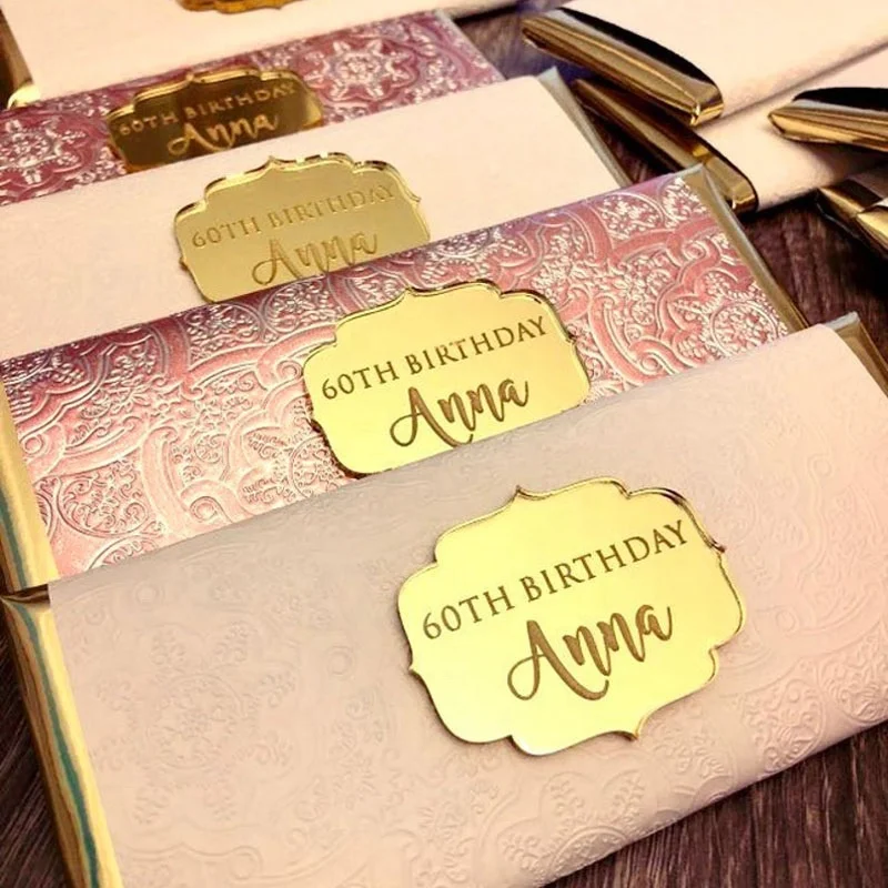 Золотая зеркальная акриловая Подарочная бирка для