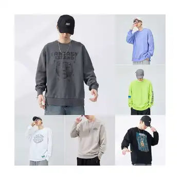 Custom logo sweater men 100% cotton fall winter designers loose cropped oversized knitted sweaters