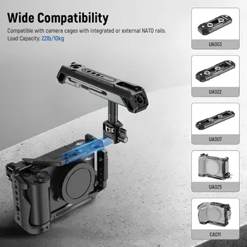 NEEWER 2 in 1 Top Handle/Side Handle, Camera Cage Video Rig Handle with 360 Rotatable NATO Rail Clamp, 1/4" Threads, Cold detail image