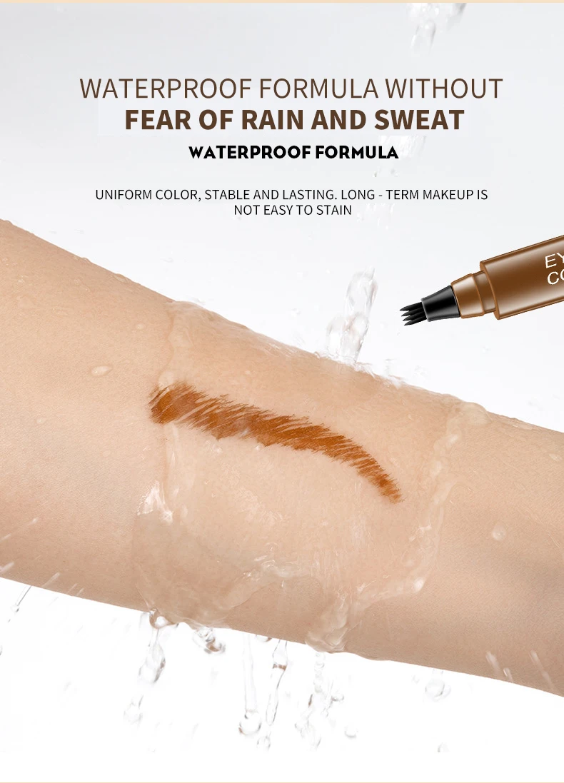 4 Colors 3D Microblading Waterproof Fork Tip Eyebrow Pencil Long Lasting Professional Fine Sketch Liquid Eye Brow Pen