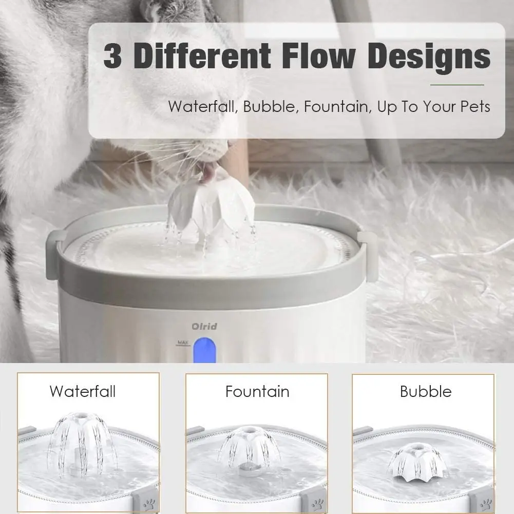 fashionable new designed auto smart pet drinker cat water feeding fountain dog drinking feeder dispenser 2L white blue red