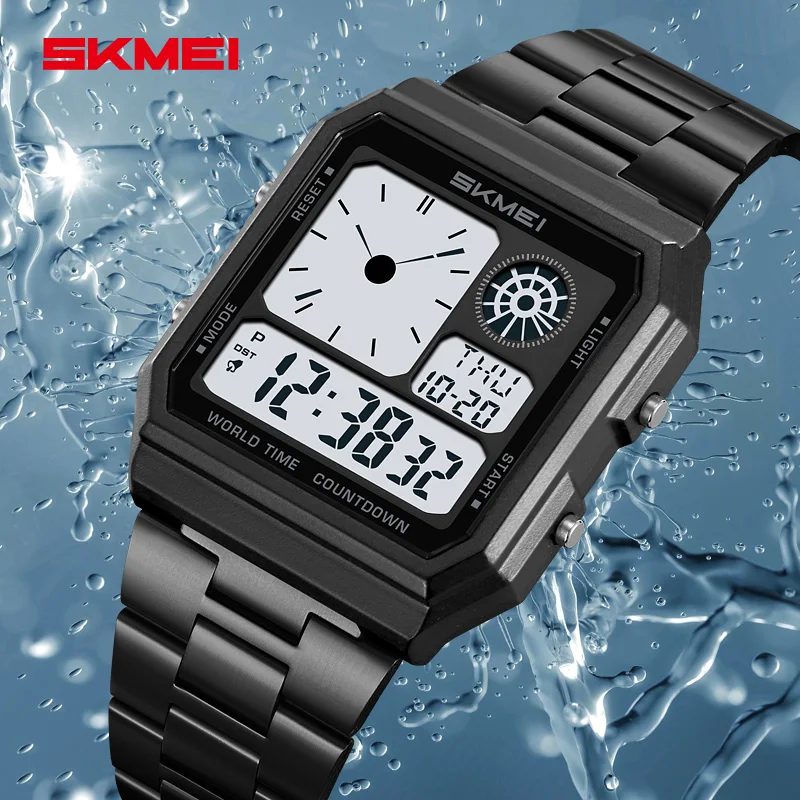 CASIO G-SHOCK デジタル腕時計 シルバー/ブラック SKMEI 2353 スポーツデジタル腕時計 ステンレススチール製裏蓋 5つの