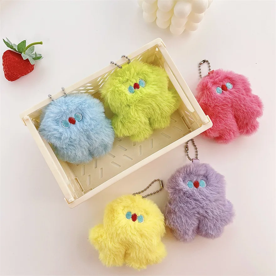 Soft Stuffed Plush Key Chains Mini Animal Toys Cartoon Doll Bag Key Chain Cute Fur Little Monster Keychain for Girls
