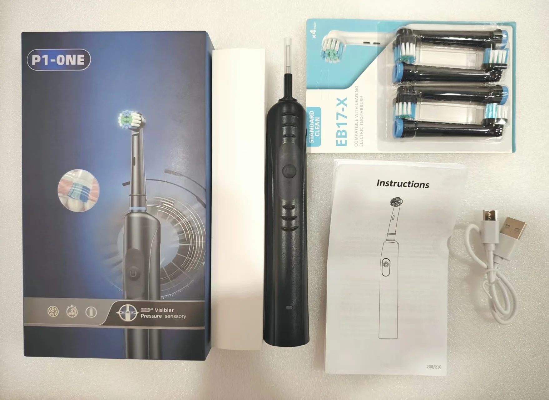 IPX7 Waterproof  Round Head Rotating Electric Toothbrush for Flushing,electric  Rechargeable Adult Electric Toothbrush