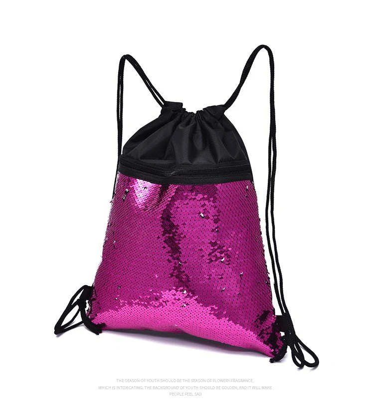 sequin drawstring backpack