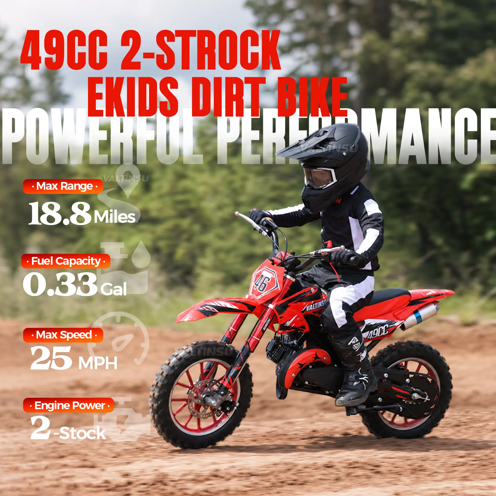 2025 New Design High Quality Trail Bikes 49cc 2 Stroke Mini Dirt Bike Motorcycle for Kids for Sale Cheap