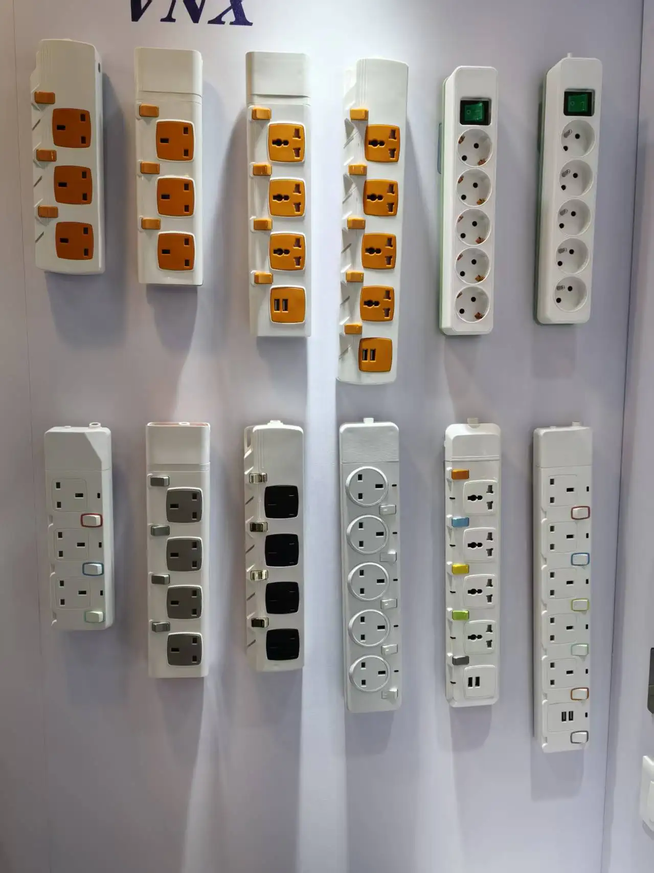 VNX Original Factory 1-gang 5-Way 1.5m/3m Cable EU Extension Cord Socket Electrical Outlet Switches Extension Power Socket