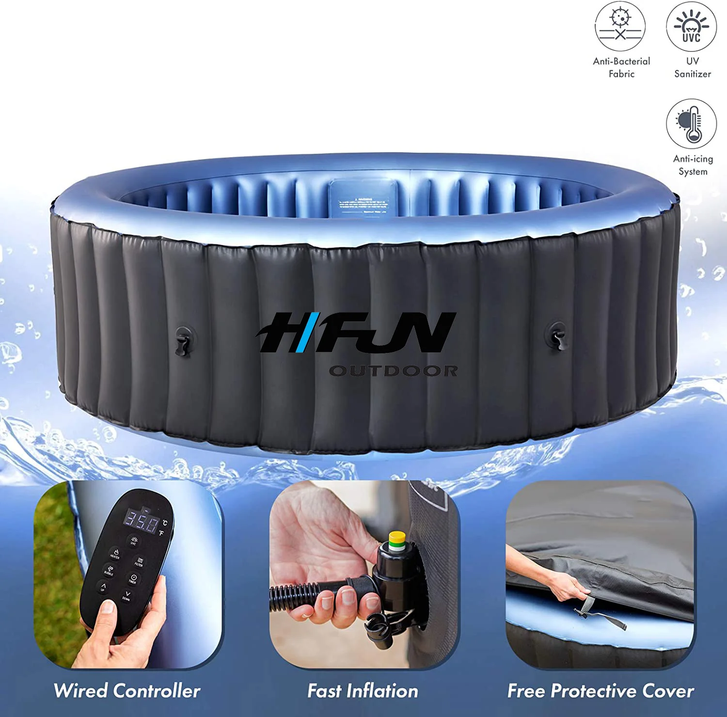 Big 10 Person Indoor Outdoor Bathroom Portable Inflatable Hot Tub Lazy