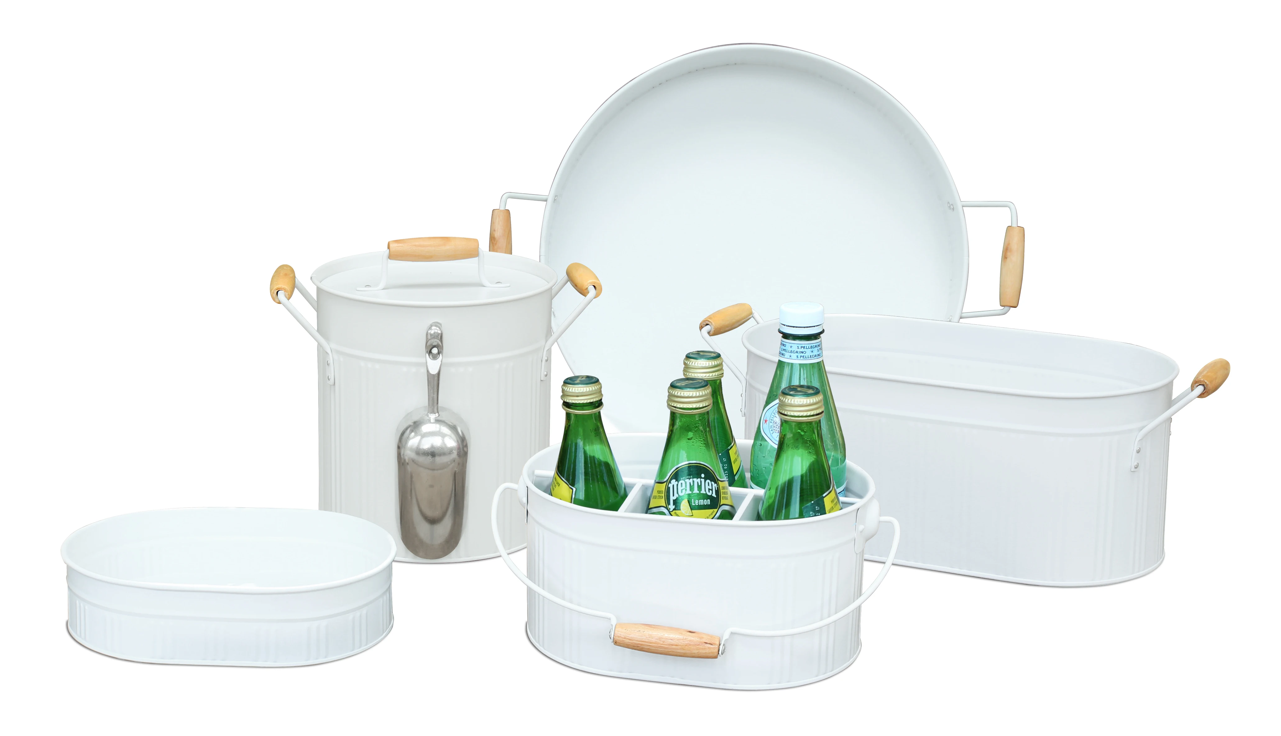 Metal Housekeeping Tool Box Oval Storage Box Home Storing Transporting