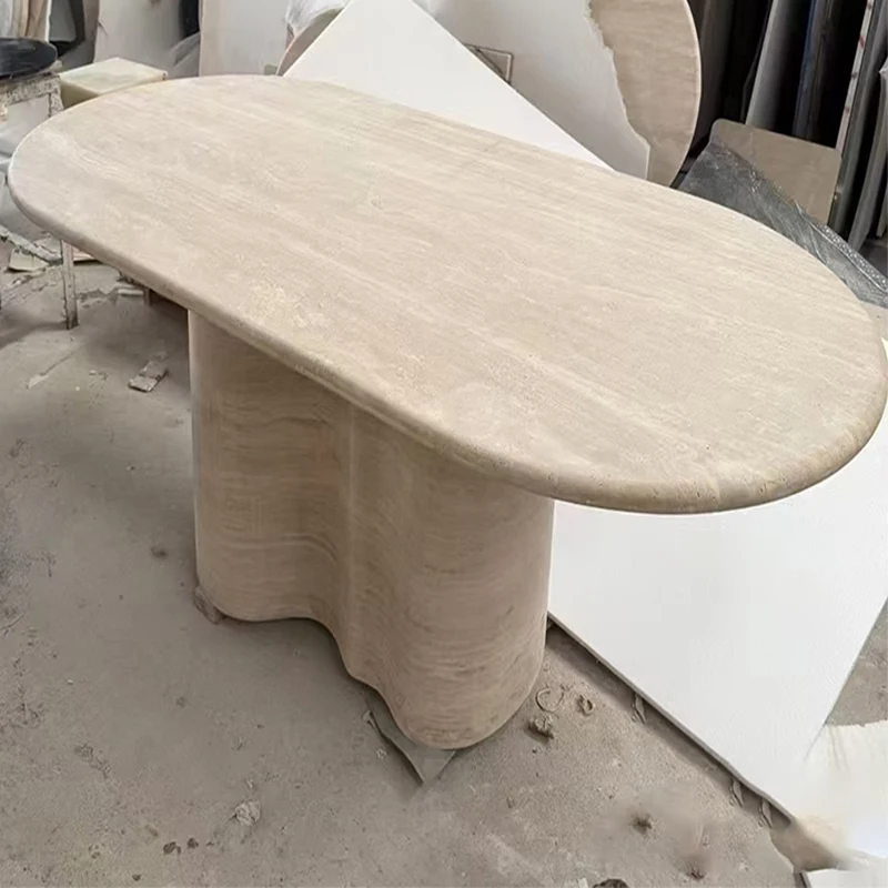 product modern minimalist nature stone myra beige travertine coffee table dining table for living room and dining area469-5