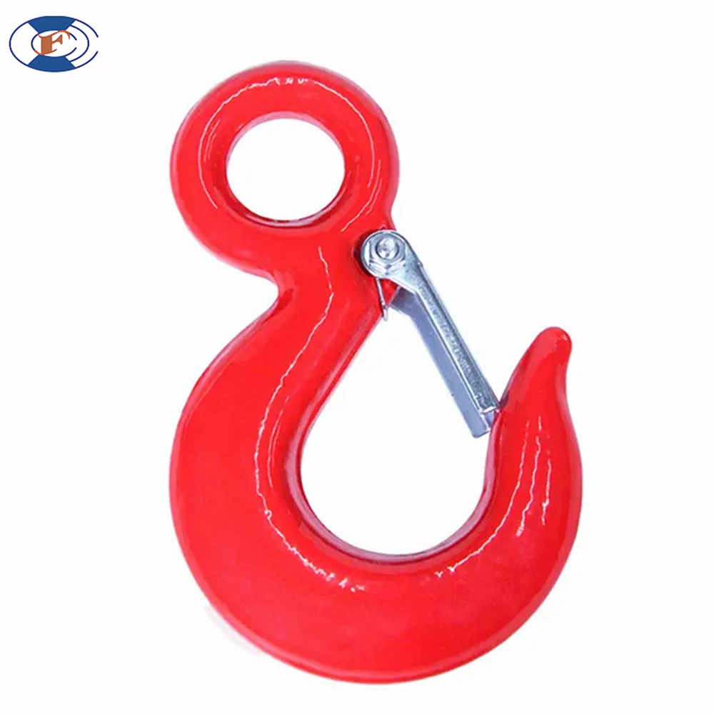 HF US Type 320C Forged Lifting Eye Hoist Truck Hook with Latch for Industrial Usage for Mining and Heavy Industry Applications